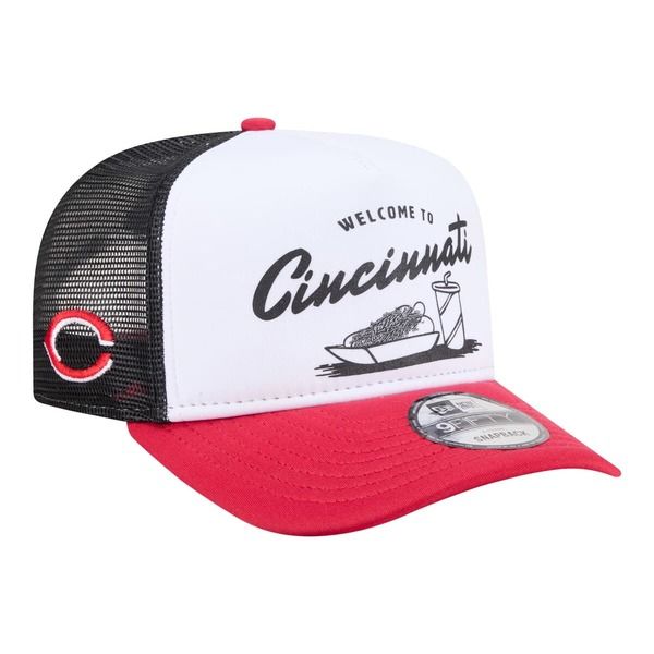 ニューエラ メンズ アクセサリー 帽子 Mens New Era WhiteRed Cincinnati Reds Foodie AFrame 9FIFTY Trucker Snapback Hat