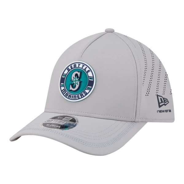 ニューエラ メンズ アクセサリー 帽子 Mens New Era Gray Seattle Mariners Patch 39THIRTY AFrame MCrown Perforated Flex