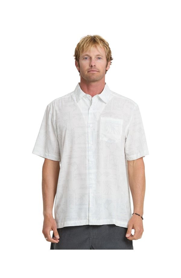 クイックシルバー ウォーター マン メンズ トップス シャツ Quik silver Waterman Paradise Bay Short Sleeve Shirt White ホワイト