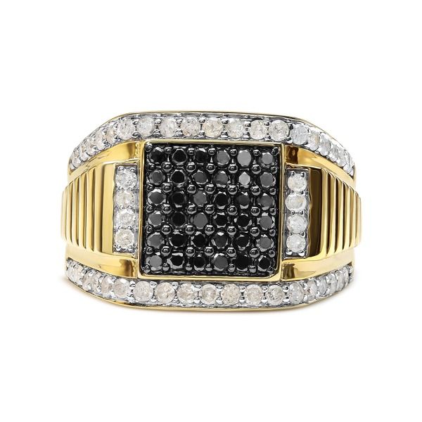 ハウスオブブリリアンス メンズ アクセサリー 指輪 Haus of Brilliance Mens Yellow Gold Plated Silver 12 Ctt white and Black D