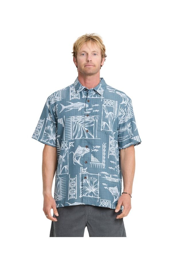 クイックシルバー ウォーター マン メンズ トップス シャツ Quik silver Waterman Paradise Bay Short Sleeve Shirt Real Teal ティール