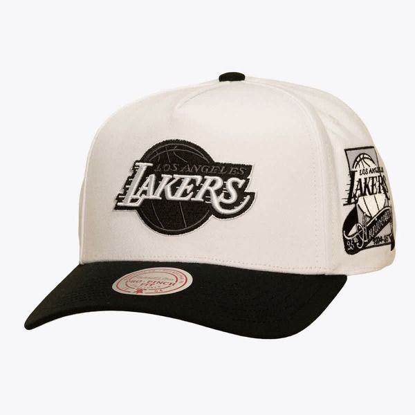 ミッチェルネス メンズ アクセサリー 帽子 Mens Mitchell Ness WhiteBlack Los Angeles Lakers In the City Pro Pinch Snapbac