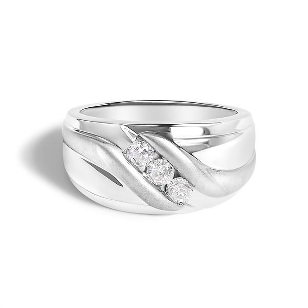 ハウスオブブリリアンス メンズ アクセサリー 指輪 Haus of Brilliance Mensilver 12 Cttw Diamond Channel Set 3Stone Band Ring