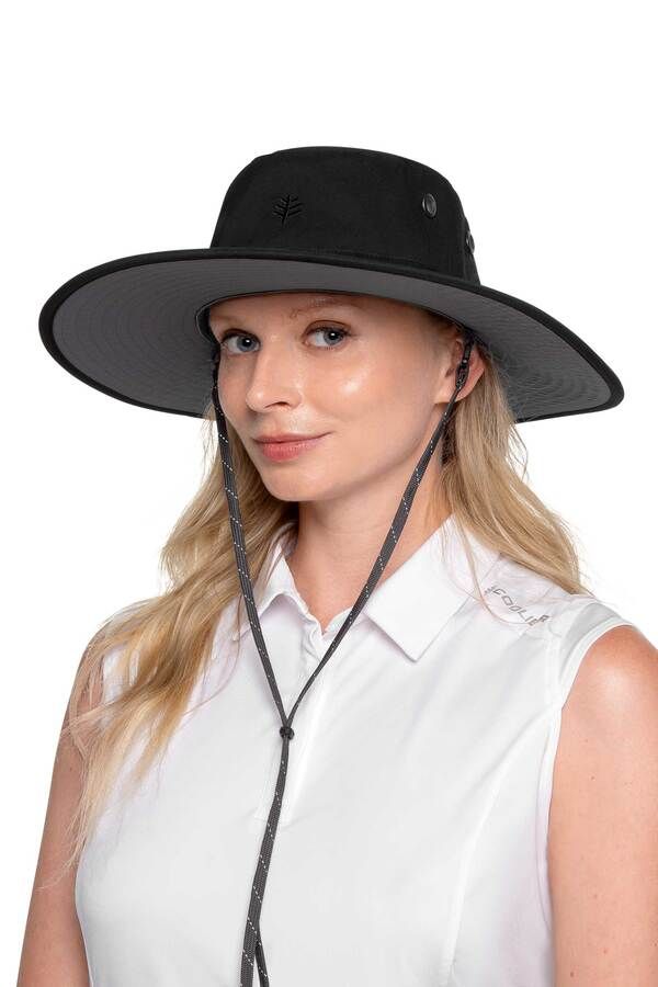 クーリバー メンズ アクセサリー 帽子 Coolibar Wide Brim Hiking Hat UPF 50 Sun Protection Leo Black ブラック