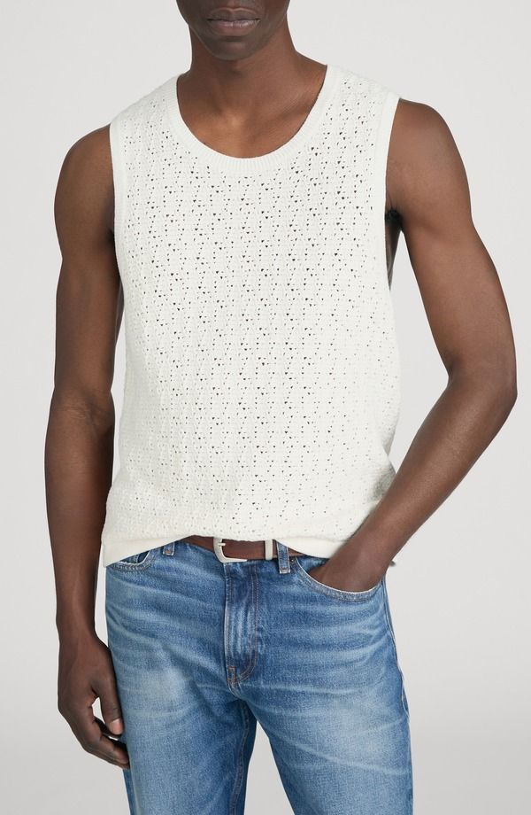 フレーム メンズ トップス シャツ セーター ノースリーブ FRAME Open Stitch Sleevelessweater Off White オフホワイト 40,170円
