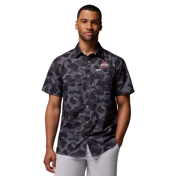 コロンビア メンズ トップス シャツ Mens Columbia Black Ohio State Buckeyesuper Slack Tide OmniWick ButtonUp Shirt Bl