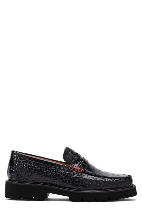 マークノーラン メンズ シューズ スリッポン・ローファー MARC NOLAN Adler Lug Sole Loafer Black Croc ブラック