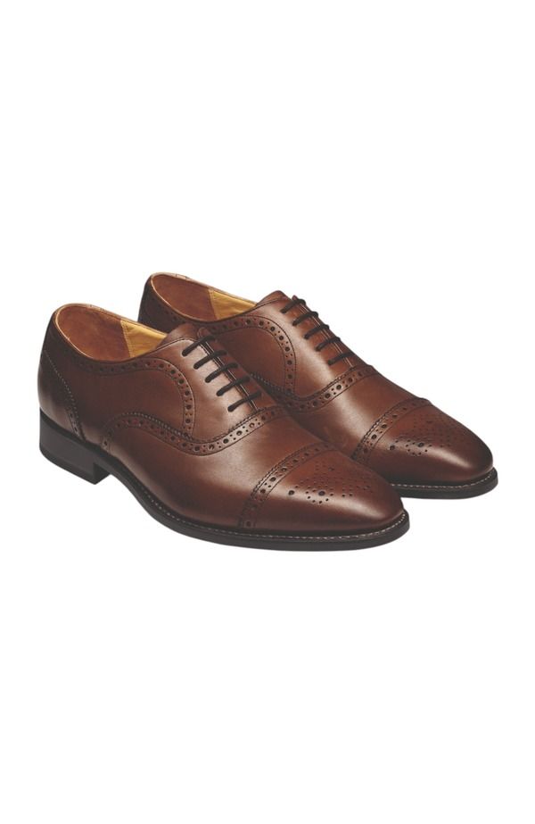 チャールズティリット メンズ シューズ オックスフォード ブローグ レザー Charles Tyrwhitt Leather Oxford Brogue Shoes Chestnut Brown ブラ