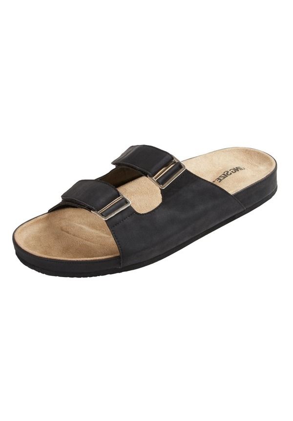 キングサイズ メンズ シューズ サンダル KingSize Double Adjustable Buckle Slide And Closure Black ブラック