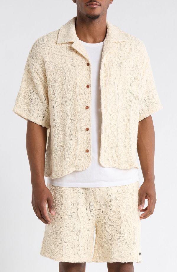 オナーザギフト メンズ トップス シャツ コットン HONOR THE GIFT Mind Maze Cotton Blend Camp Shirt Natural
