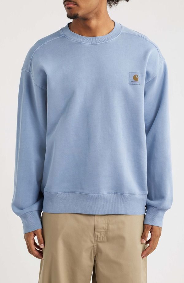 カーハート メンズ アウター パーカー・スウェット シャツ ロゴ Carhartt Work In Progress Nelson Logo Patch Sweatshirt Gentle Blue