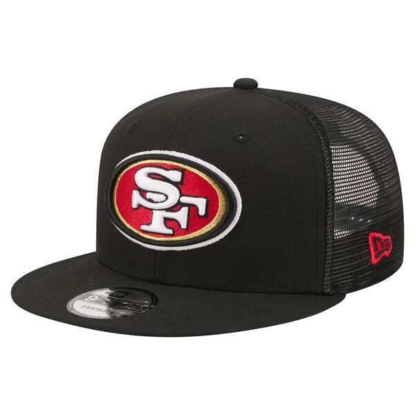 ニューエラ メンズ アクセサリー 帽子 Mens New Era Black San Francisco 49ers Core Team 9FIFTY Trucker Snapback Hat Bla
