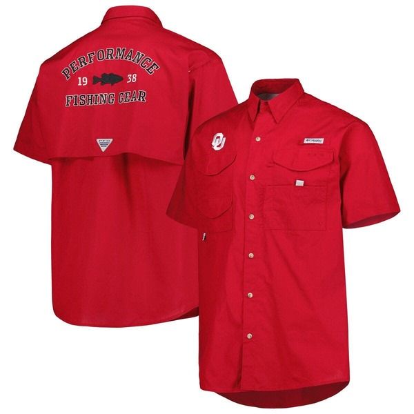 コロンビア メンズ トップス シャツ Mens Columbia Crimson Oklahoma Sooners Bonehead ButtonUp Shirt Crimson クリムゾン