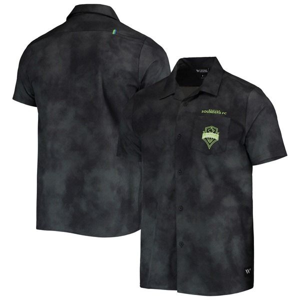 ザワイルドコレクティブ メンズ トップス シャツ Mens The Wild Collective Black Seattle Sounders FC Abstract Cloud ButtonUp