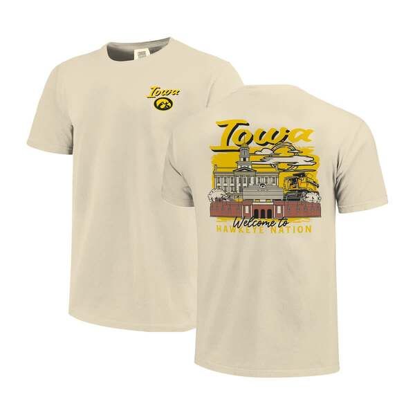 イメージワン メンズ トップス Tシャツ Mens Image One Natural Iowa Hawkeyes Comfort Colors HandDrawn Campustack TShirt
