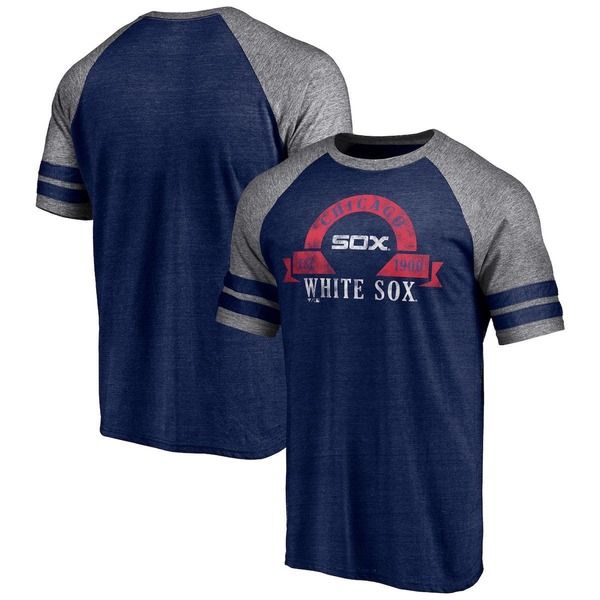ファナティクス メンズ トップス Tシャツ Mens Fanatics Branded Heather Navy Chicago White Sox Utility TwoStripe Raglan