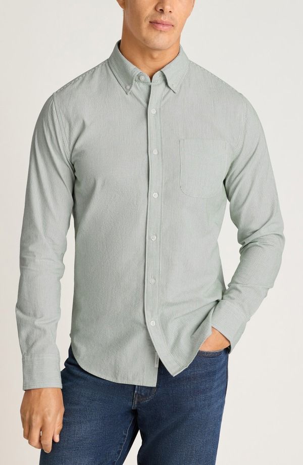 ボノボス メンズ トップス シャツ スリムフィット コットン Bonobos Everyday Slim Fit Striped Cotton Seersucker Shirt Olive Strip 22,110円