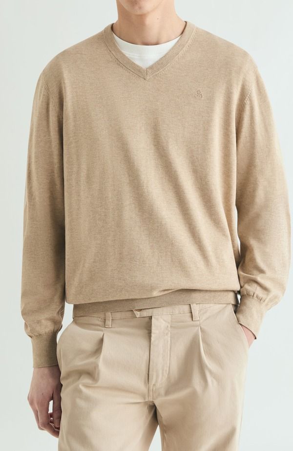 スカルパーズ メンズ トップス Tシャツ セーター 刺繍 Scalpers Toneontonembroide red supita sweater Beige ベージュ