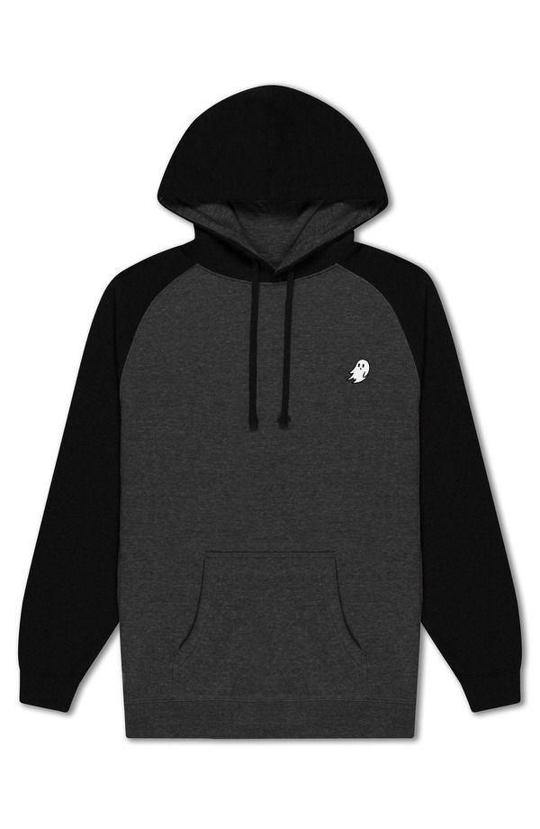 ダリックス メンズ アウター パーカー・スウェット フリース Dalix Mens Ghost Midweight Fleece Raglan Sleeve Hoodie Charcoal Black