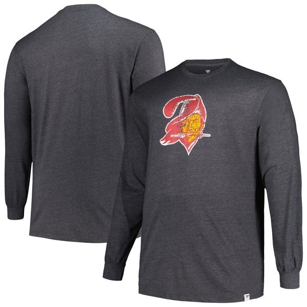 プロファイル メンズ トップス Tシャツ トール Mens Profile Heather Charcoal Tampa Bay Buccaneers Big Tall Throwback Long