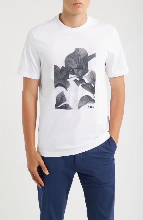 ボス メンズ トップス Tシャツ コットン グラフィック BOSS Thompson Graphicotton TShirt White ホワイト