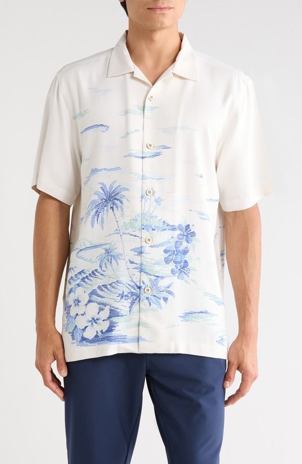トッミーバハマ メンズ トップス シャツ シルク Tommy Bahama Hideaway Cove Silk Camp Shirt Continental