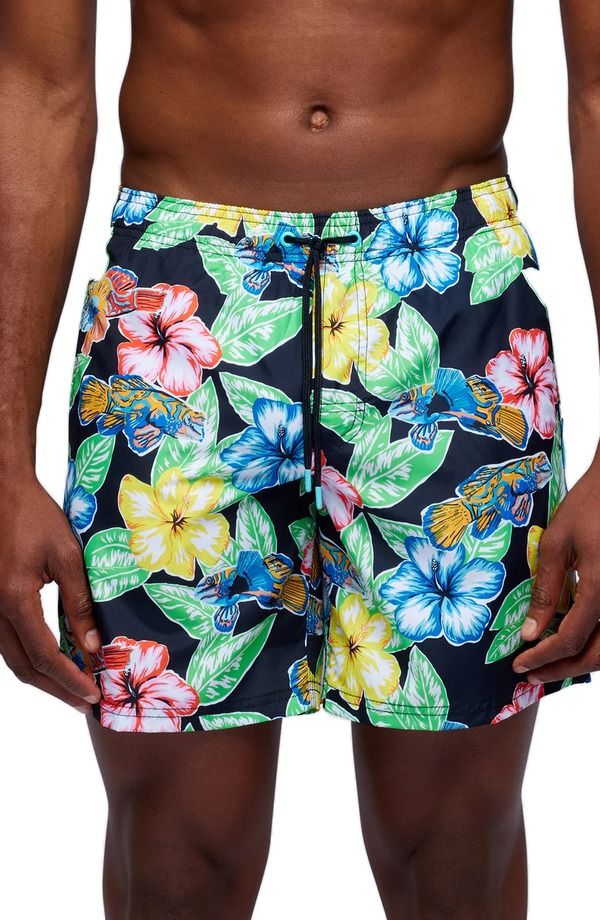 サンデッキ メンズ 水着 ハーフパンツ・ショーツ フラワー柄 ショートパンツ フラワー Sundek Floral Board Shorts Black ブラック
