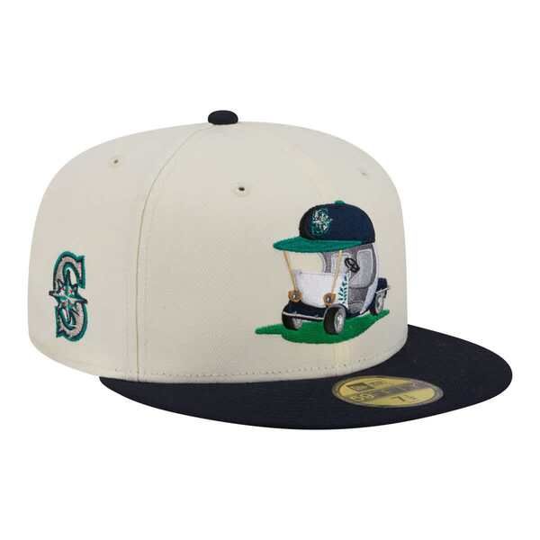 ニューエラ メンズ アクセサリー 帽子 Mens New Era CreamNavy Seattle Mariners Bullpen Cart 59FIFTY Fitted Hat Cream クリ