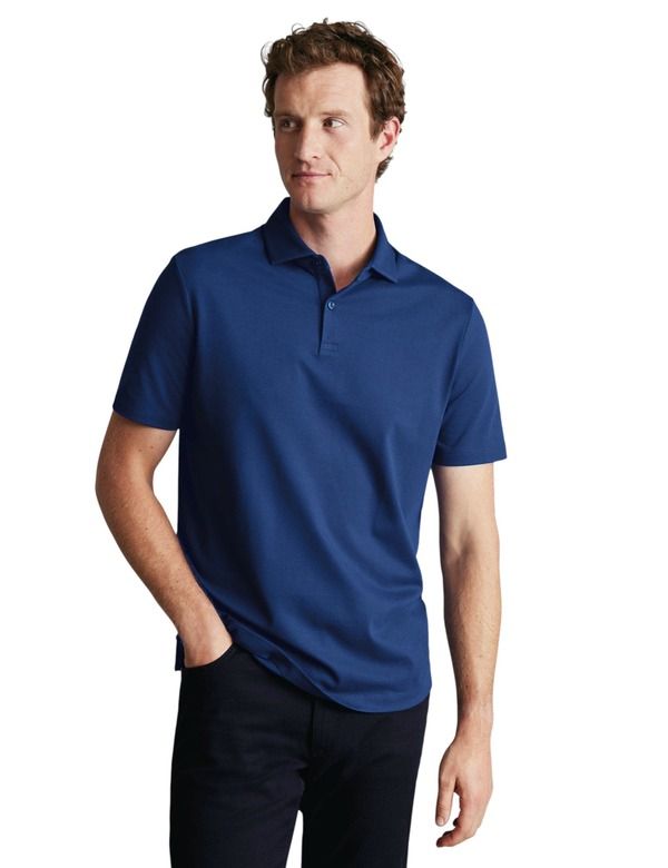チャールズティリット メンズ トップス ポロシャツ コットン Charles Tyrwhitt Short Sleeve Cotton Stretch Smart Pique Polo Royal B