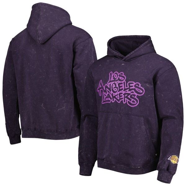 ザワイルドコレクティブ メンズ アウター パーカー・スウェット Unisex The Wild Collective Purple Los Angeles Lakers Tonal Acid Wash
