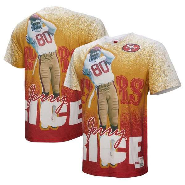 ミッチェルネス メンズ トップス Tシャツ Mens Mitchell Ness Jerry Rice Gray San Francisco 49ers Burst Reti red Player T