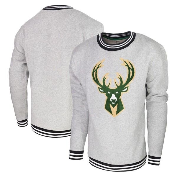 スタジアムエッセンシャルズ レディース アウター パーカー・スウェット シャツ Menstadium Essentials Heather Gray Milwaukee Bucks Club Leve