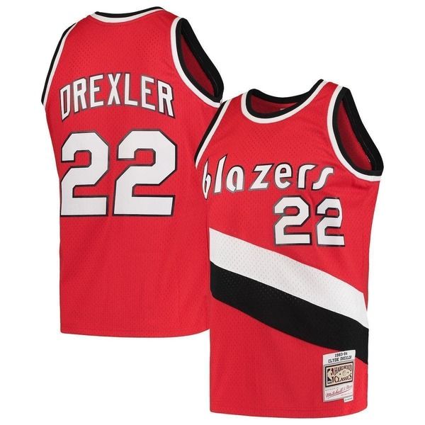 ミッチェルネス メンズ トップス シャツ ブレザー ジャージー Mens Mitchell Ness Clyde Drexle red Portland Trail Blazers 198384 Ha