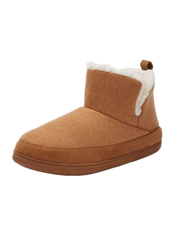 キングサイズ メンズ シューズ サンダル ブーツ フリース KingSize Fleece Lined Comfort Slipper Bootan タン