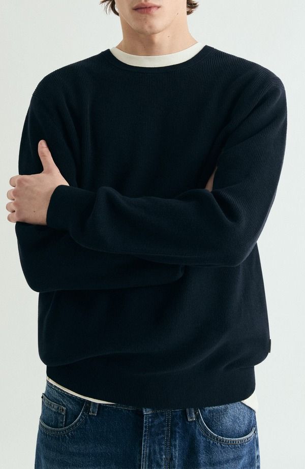 スカルパーズ メンズ アウター ニット・セーター Scalpers Textu red Knit Sweater Navy ネイビー