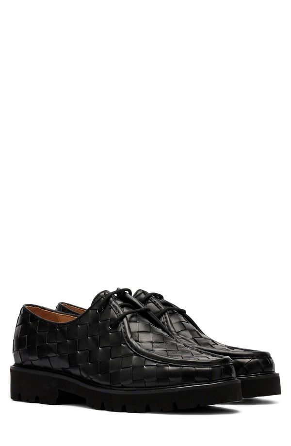 マークノーラン メンズ シューズ レザー ローファー MARC NOLAN Montana Woven Leather Loafer Black Woven ブラック