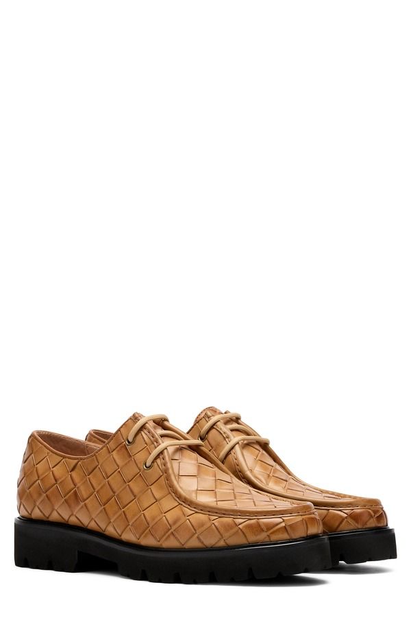 マークノーラン メンズ シューズ レザー ローファー MARC NOLAN Montana Woven Leather Loafer Camel キャメル