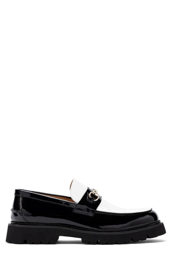 マークノーラン メンズ シューズ ローファー MARC NOLAN Blake Bit Loafer Black White Patent ホワイト