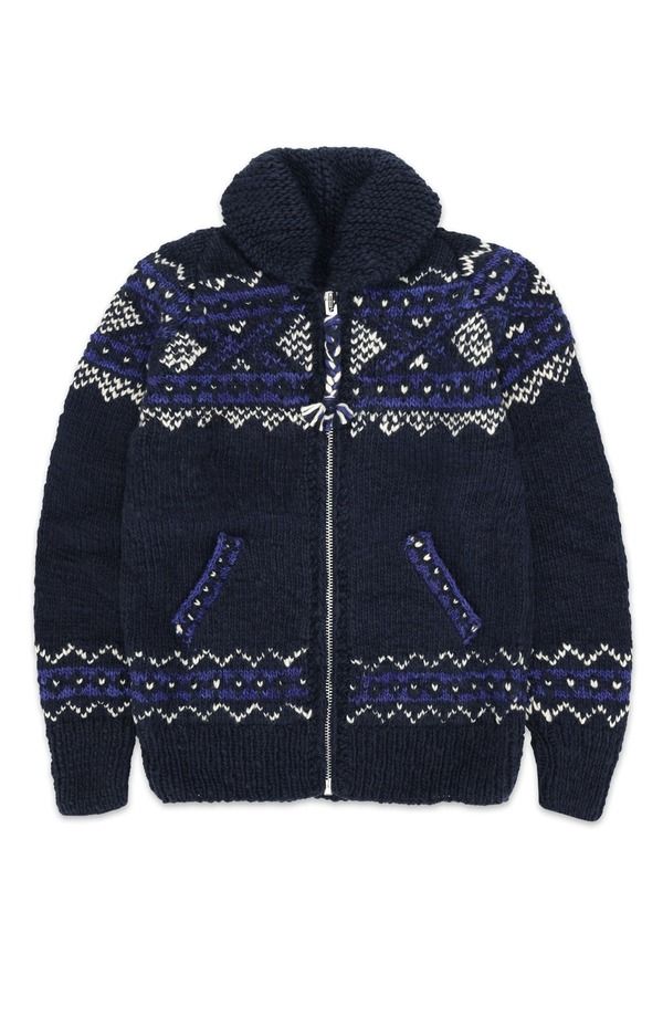 フォルテラ メンズ アウター パーカー・スウェット ウール カーディガン Fortela Navajo Pattern Merino Wool Cardiga navy Blue ネイビー