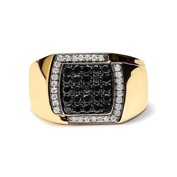 ハウスオブブリリアンス メンズ アクセサリー 指輪 Haus of Brilliance Mens 10K Yellow Gold 100 Cttw Cushion Cluster Black and