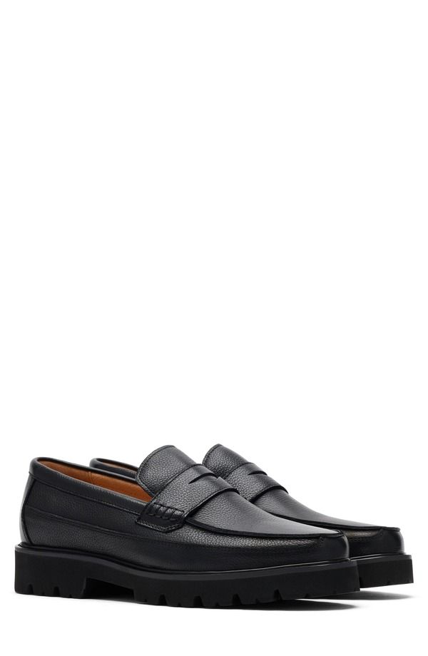 マークノーラン メンズ シューズ ローファー MARC NOLAN Adler Lug Sole Penny Loafer Black Pebble ブラック