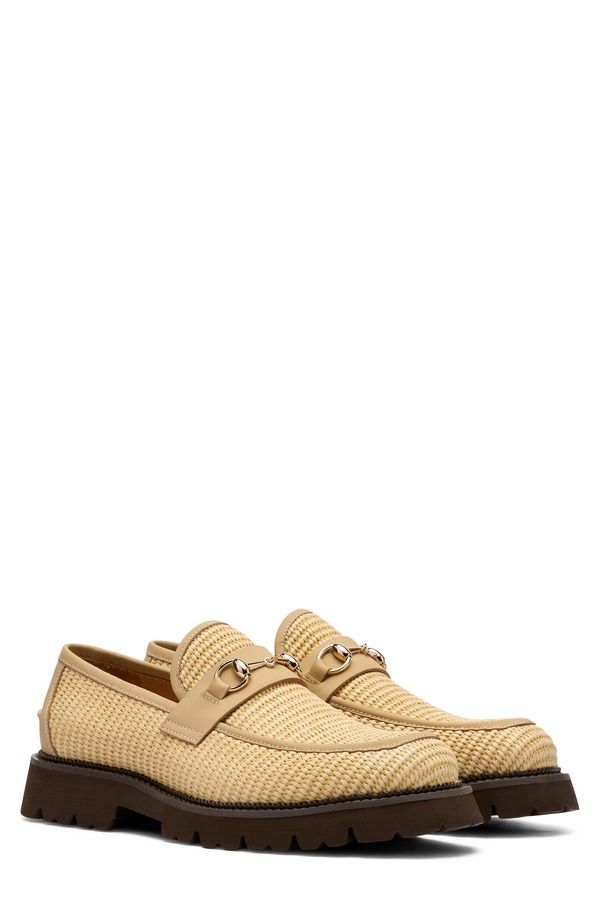 マークノーラン メンズ シューズ スリッポン・ローファー MARC NOLAN Blake Bit Loafer Tan Raffia タン