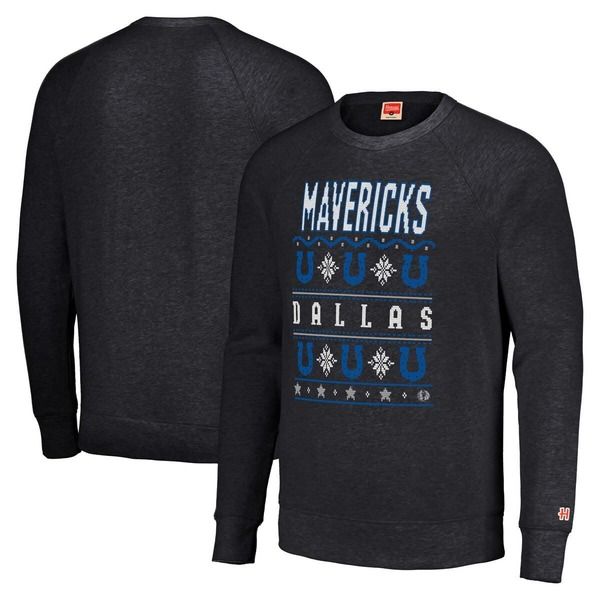 オマージュ レディース アウター パーカー・スウェット シャツ Unisex Homage Charcoal Dallas Mavericks Holiday Raglan Pullover Swea