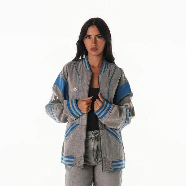 ザワイルドコレクティブ レディース アウター ジャケット・ブルゾン Unisex The Wild Collective Gray Detroit Lions Oversized Retro Full