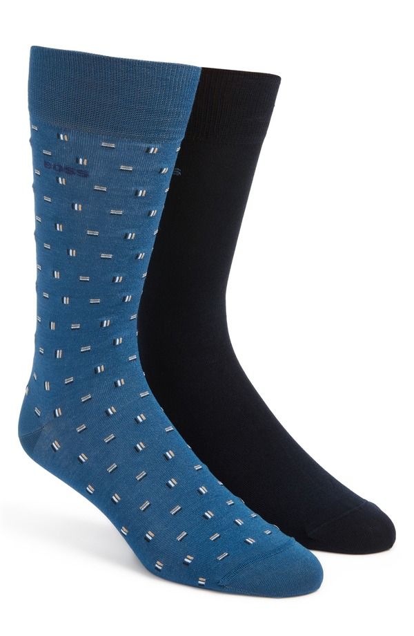 ボス メンズ アンダーウェア 靴下 コットン BOSS Assorted 2Pack Geo Solid Cotton Blendressocks Bright Blue ブルー