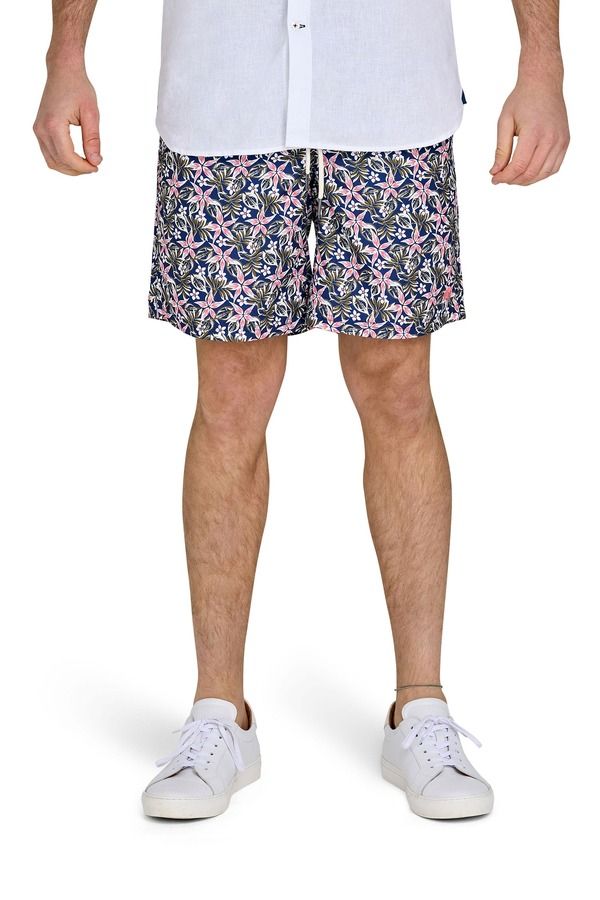 ライジングブル メンズ 水着 ハーフパンツ・ショーツ プリント ショートパンツ Raging Bull Hawaiian Printed Swim Shorts Denim Blue デニム