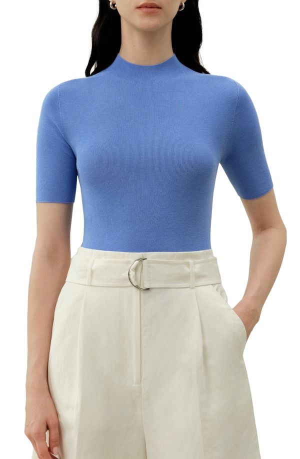 リリーシルク レディース トップス シャツ コットン ニット Lilysilk WomenseamlessilkCotton SlimFit Knitop Malibu Blue ブルー 26,520円