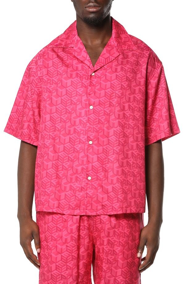 パープルブランド メンズ トップス シャツ ロゴ PURPLE BRAND Logo Pattern Camp Shirt Pink ピンク
