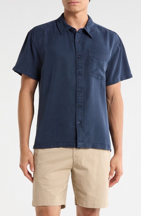 ブリクストン メンズ トップス シャツ Brixton Cooling Comfort Short Sleeve ButtonUp Shirt Midnight Navy ネイビー