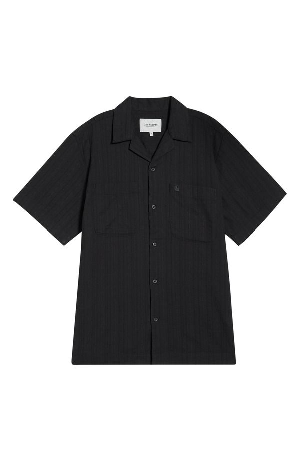 カーハート メンズ トップス シャツ コットン Carhartt Work In Progress Gareth Cotton Seersucker Camp Shirt Black ブラック